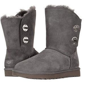 NEW WOMENS UGG CLASSIC SHORT TURN LOCK GRAY BOOTS #6